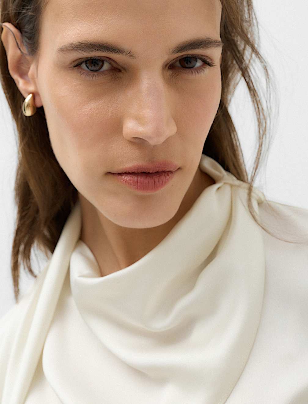 Satin Scarf Neck Blouse