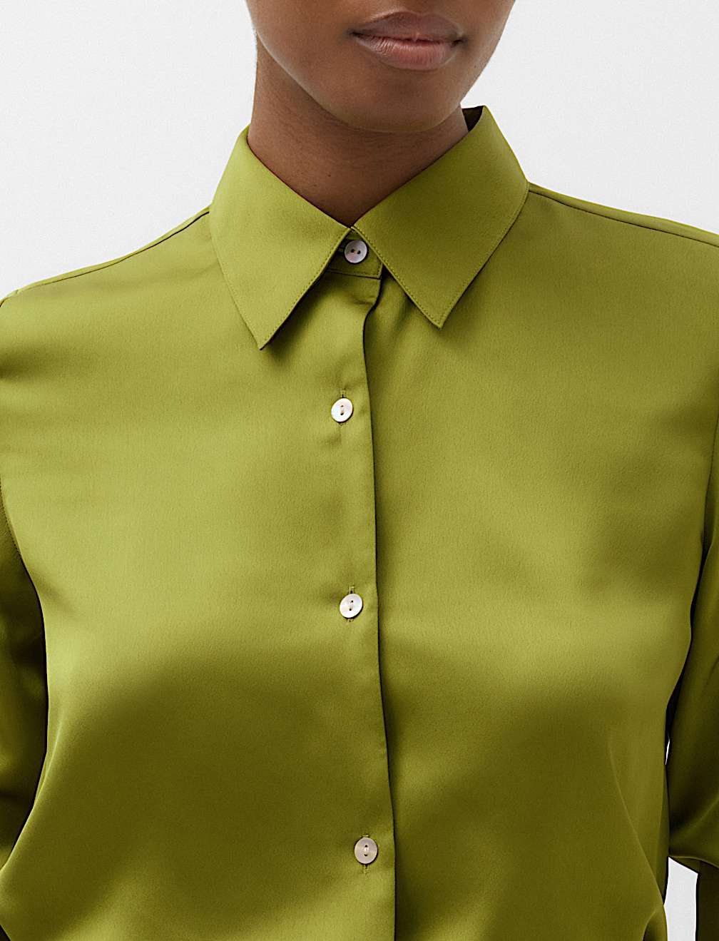 Satin Collared Button Through Shirt