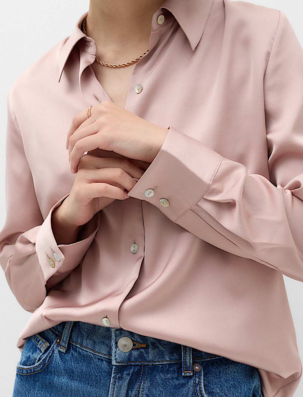 Satin Collared Button Through Shirt