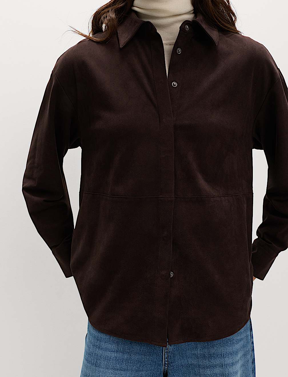 Suedette Collared Shirt