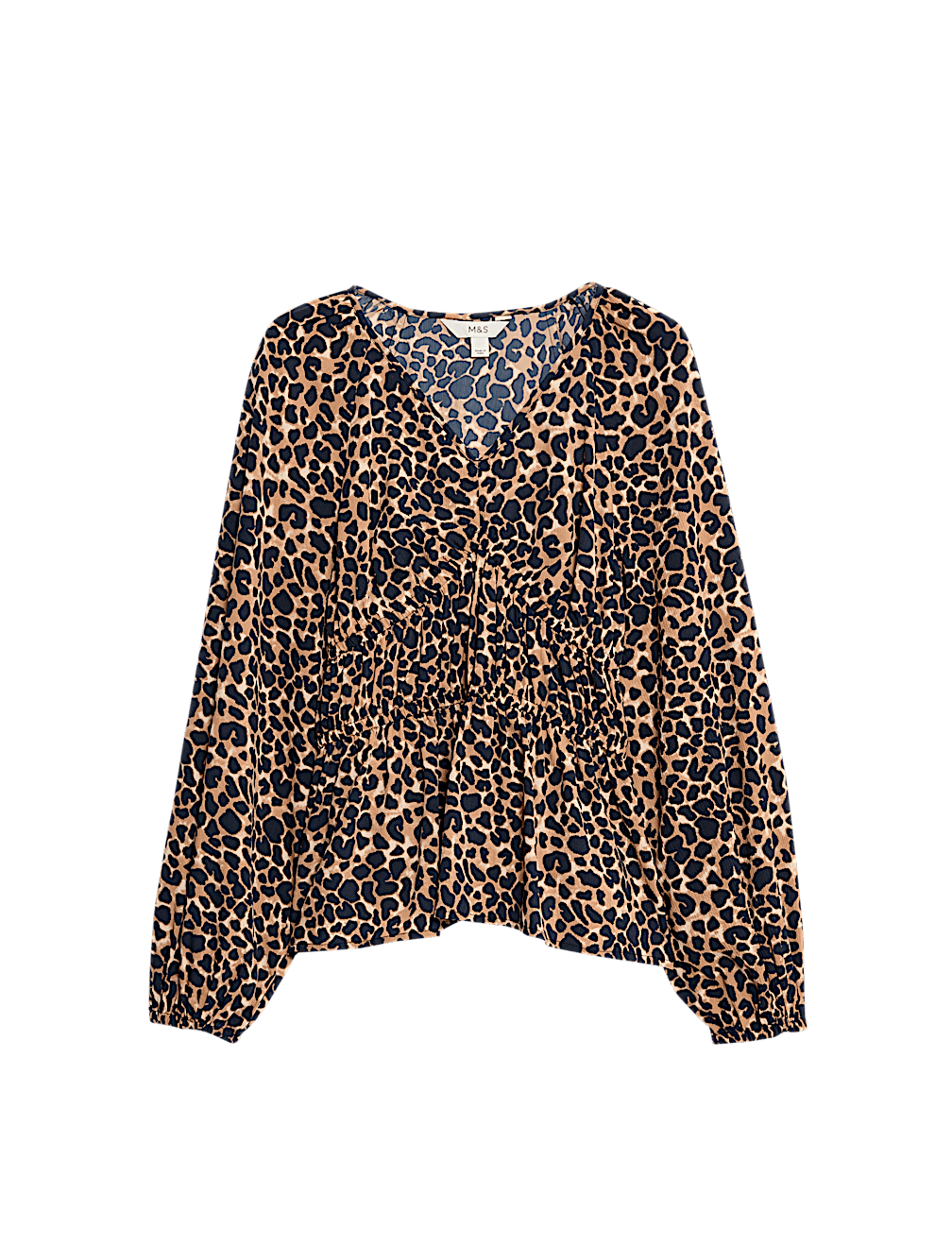 Animal Print Puff Sleeve Blouse