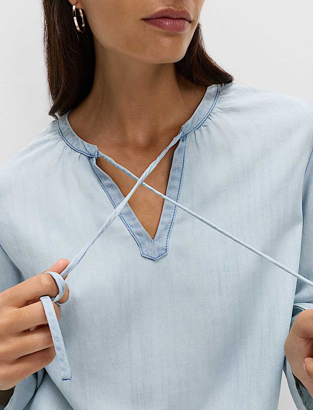 Pure Lyocell Tie Fastening Blouse