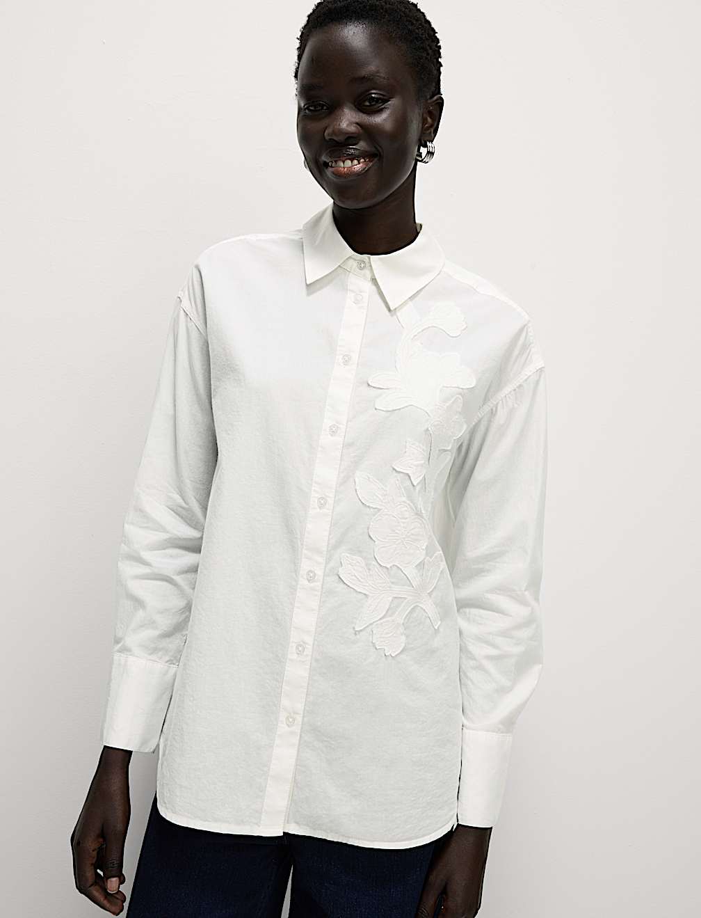 Pure Cotton Applique Button Through Shirt