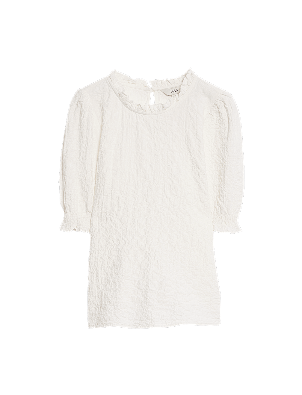 Cotton Rich Smocked Puff Sleeve Blouse