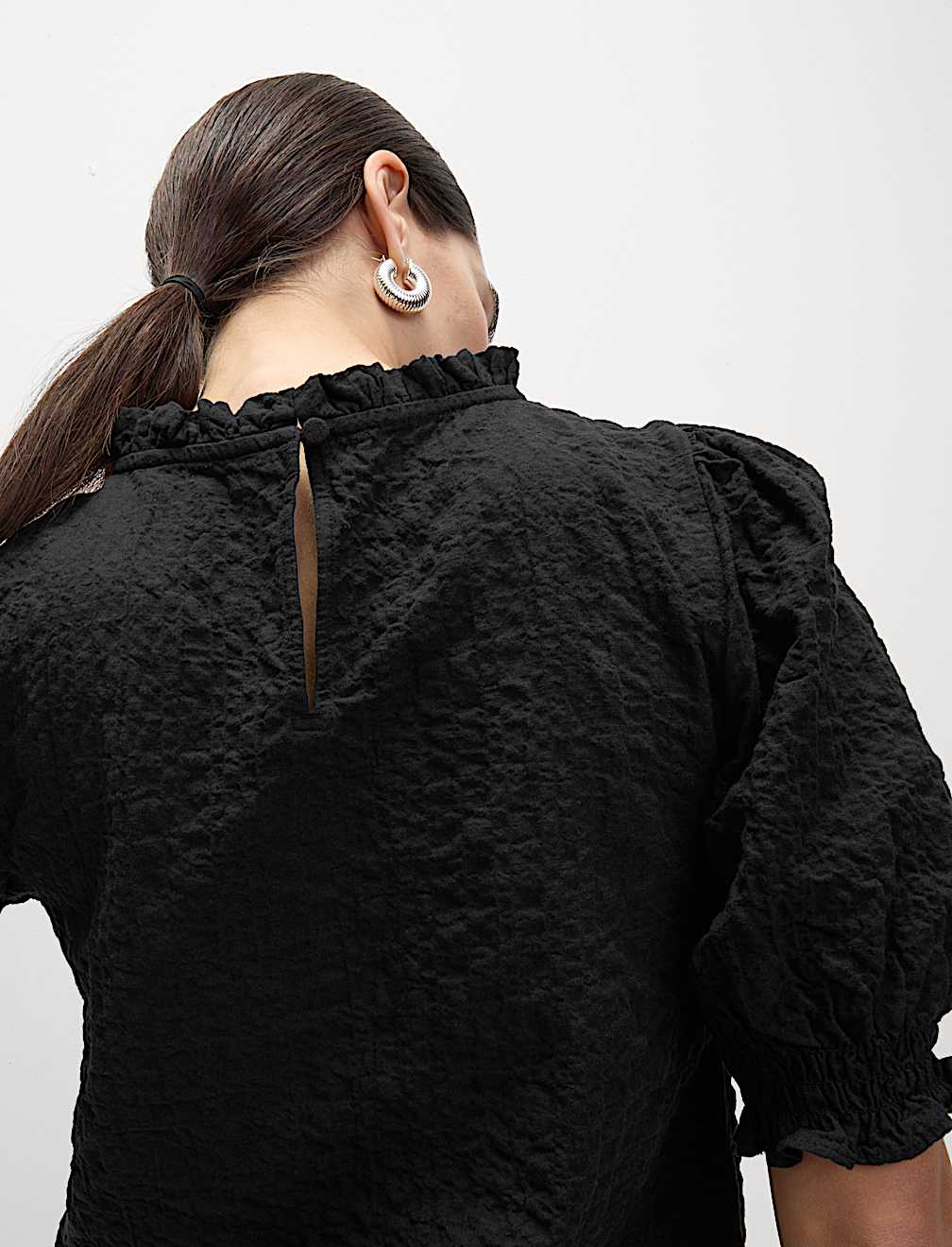 Cotton Rich Smocked Puff Sleeve Blouse