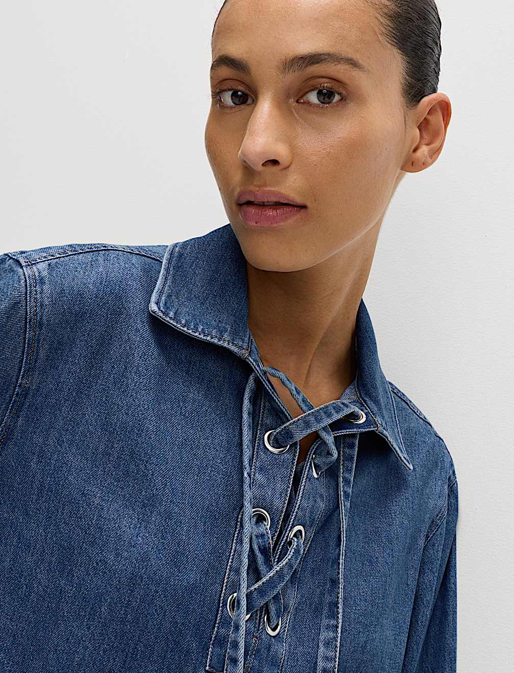 Denim Tie Fastening Blouse