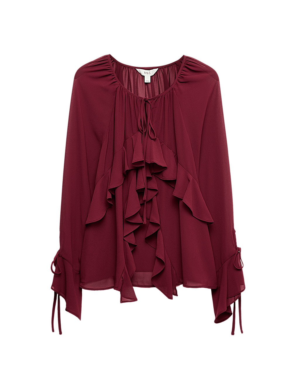 Tie Neck Ruffle Blouse