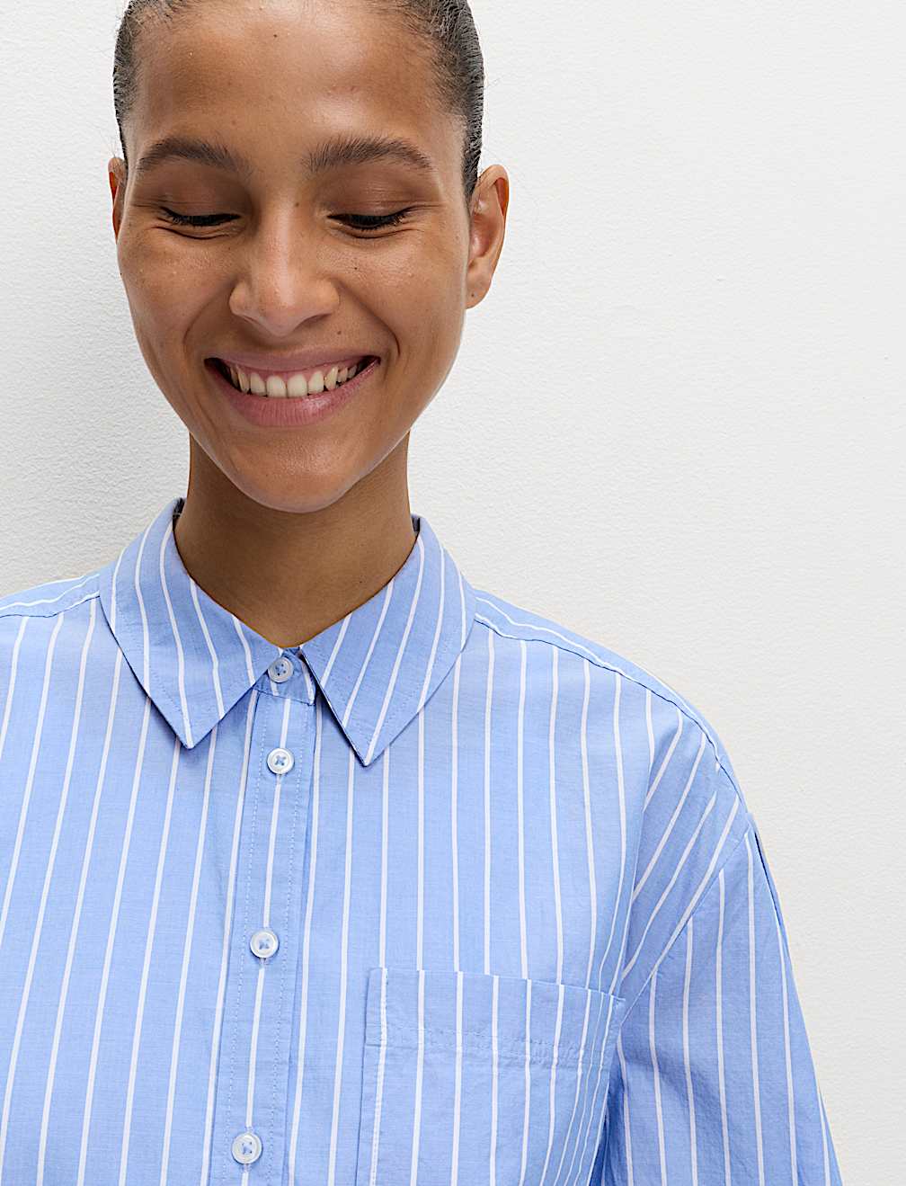 Pure Cotton Striped Boxy Shirt