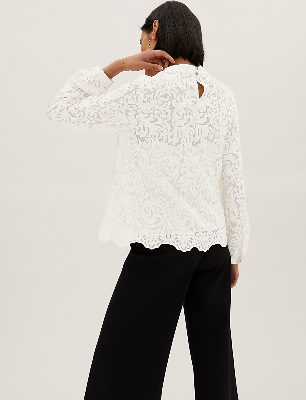 Lace High Neck Long Sleeve Top