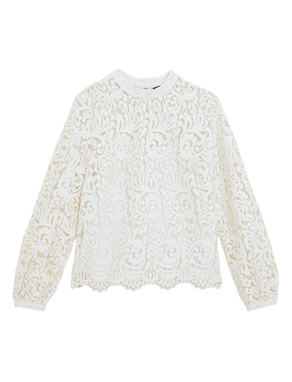 Lace High Neck Long Sleeve Top