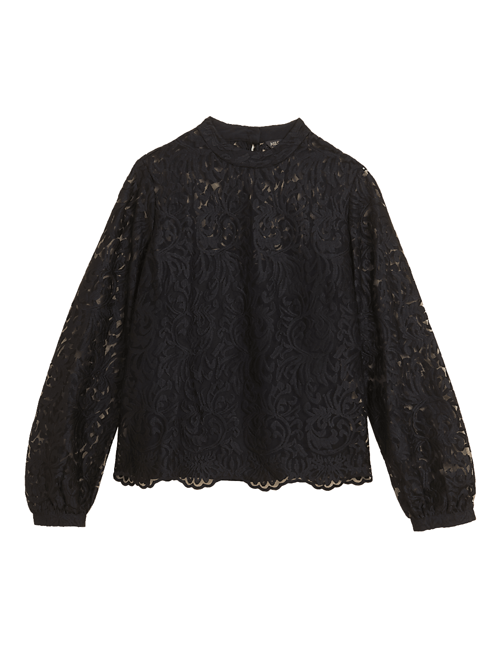 Lace High Neck Long Sleeve Top