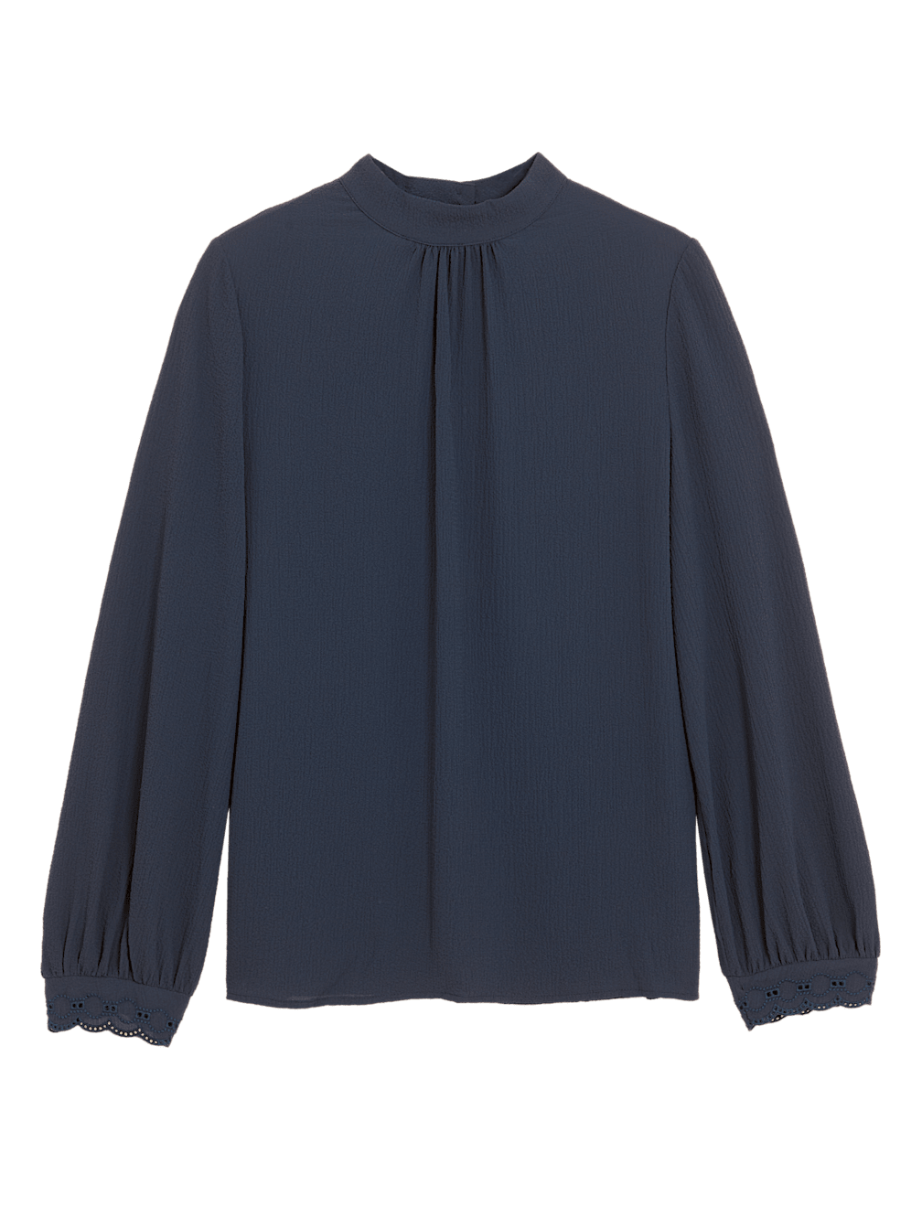 Embroidered High Neck Long Sleeve Top