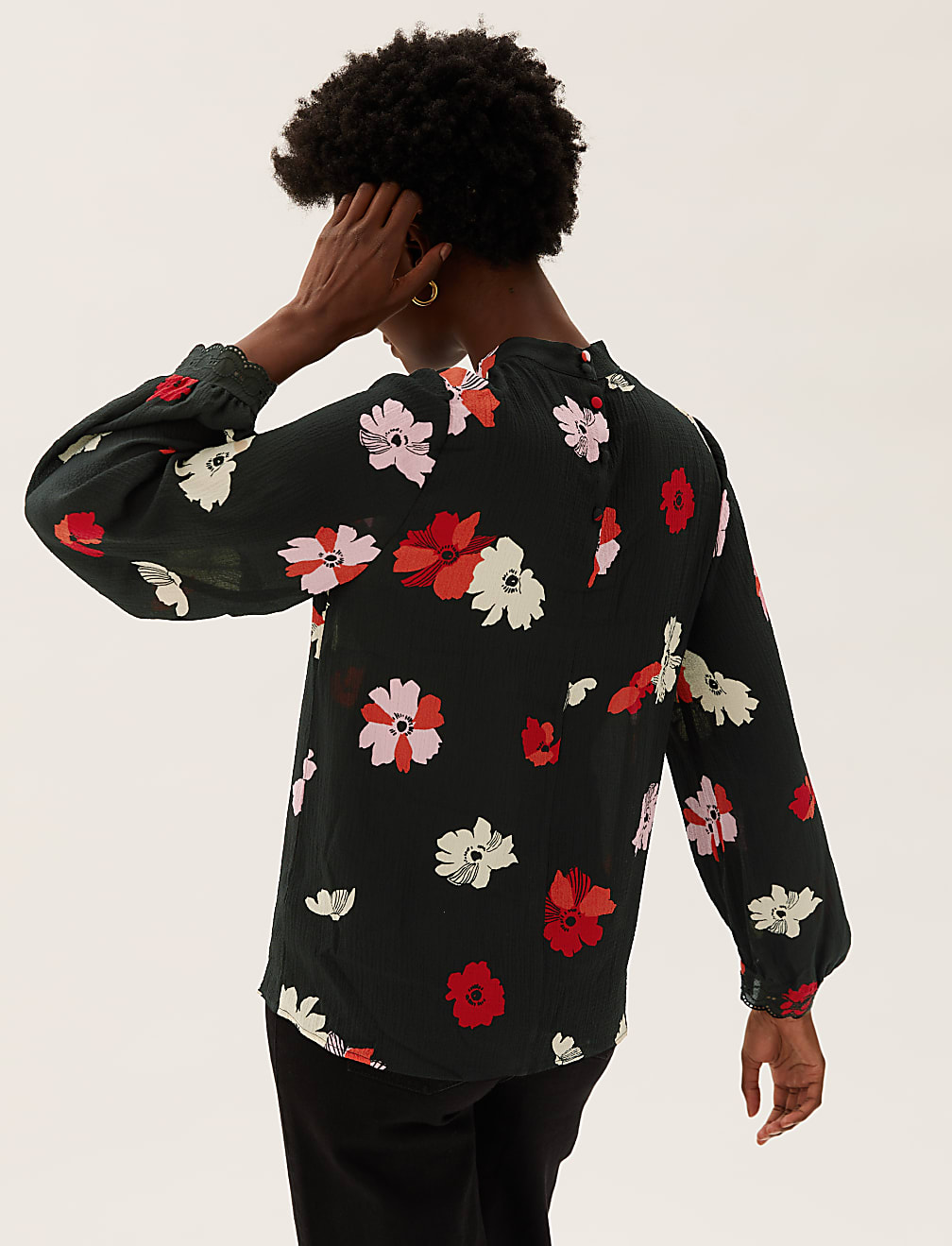 Floral Embroidered High Neck Top
