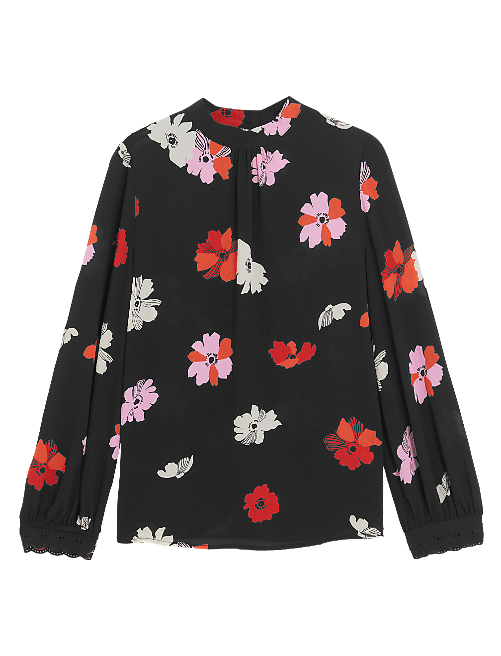 Floral Embroidered High Neck Top