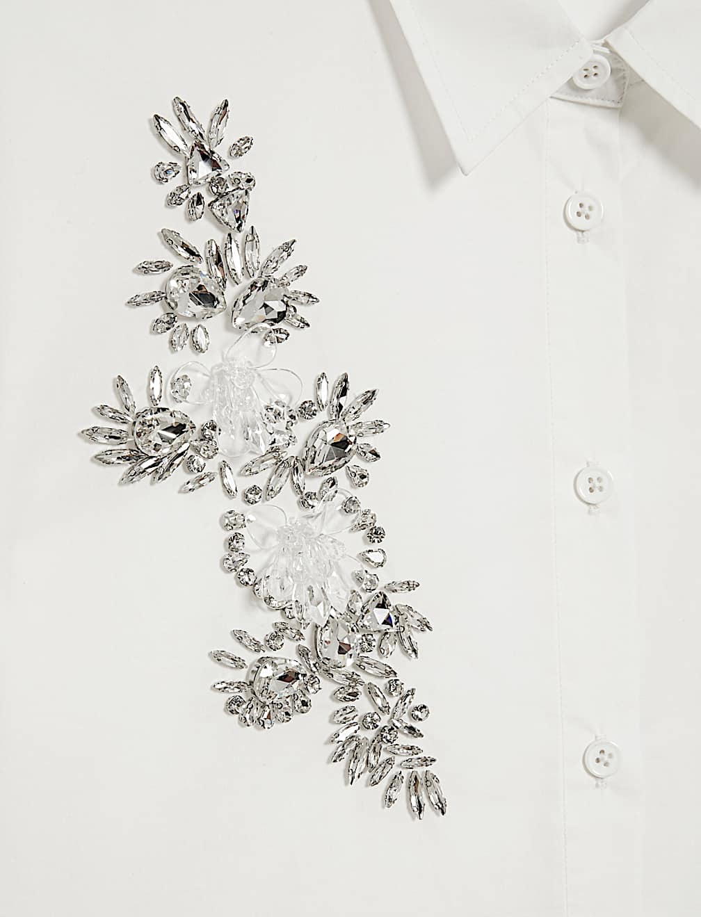 Pure Cotton Embellished Collared Crop Shirt
