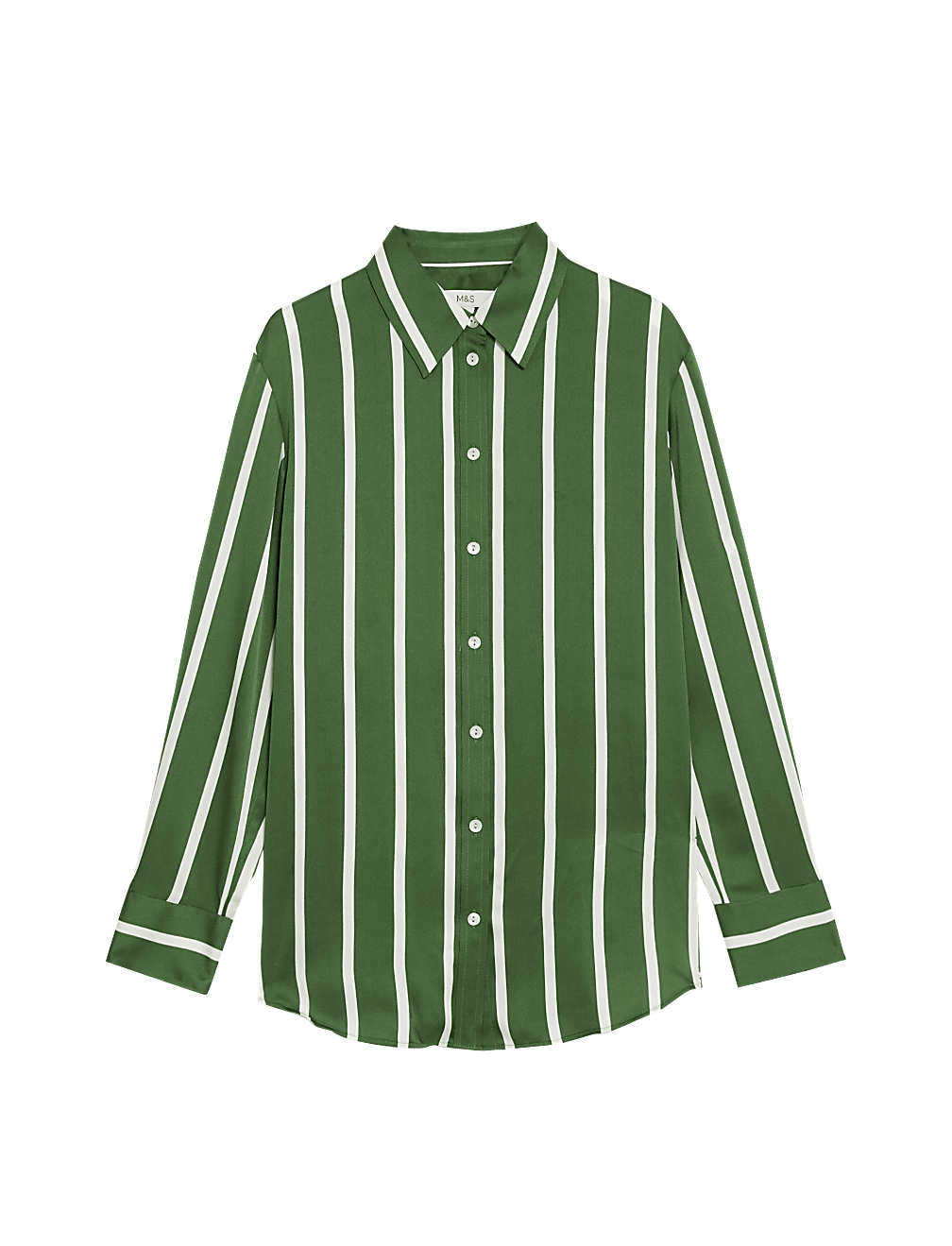 Satin Striped Collared Button Through Shirt