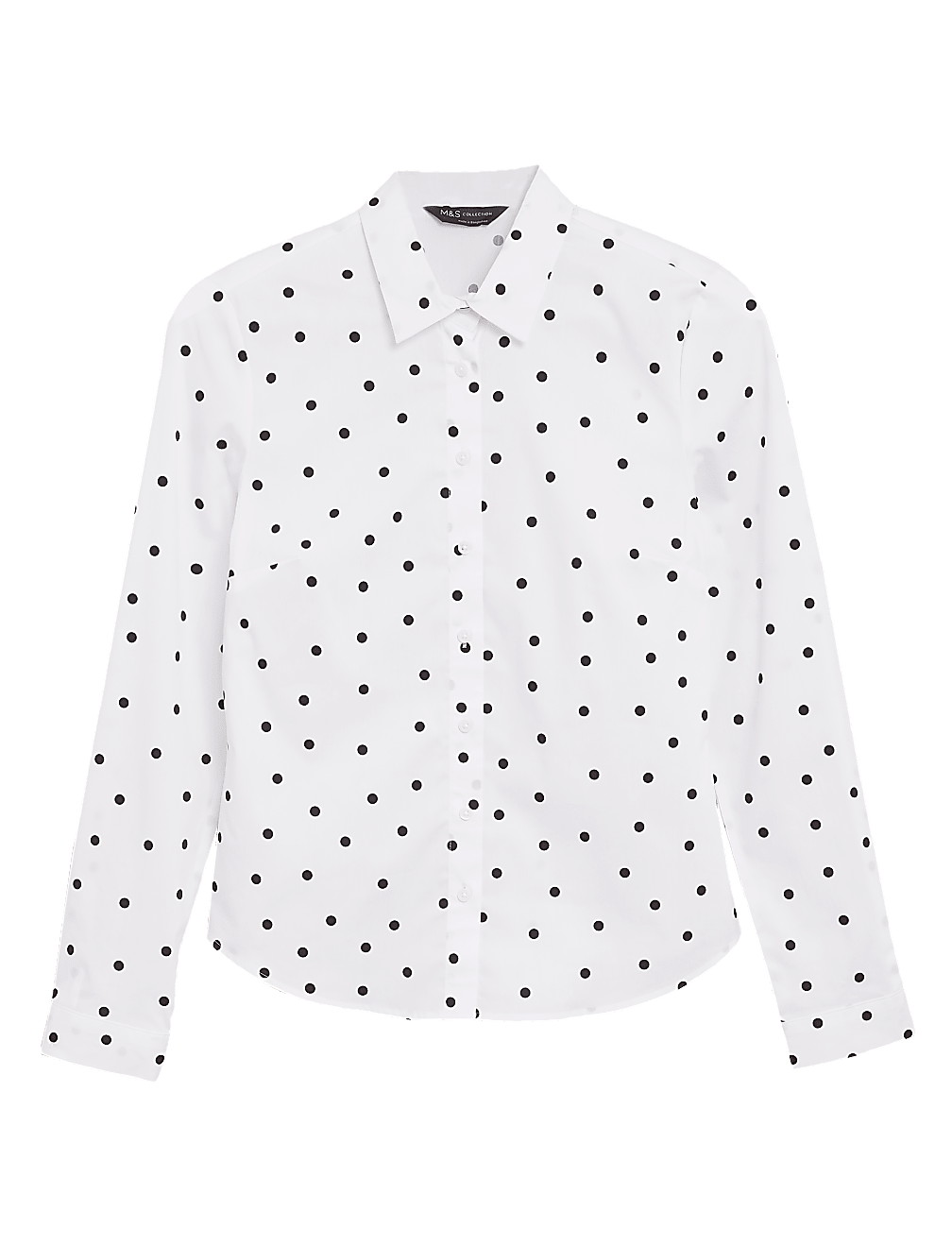 Cotton Polka Dot Fitted Long Sleeve Shirt
