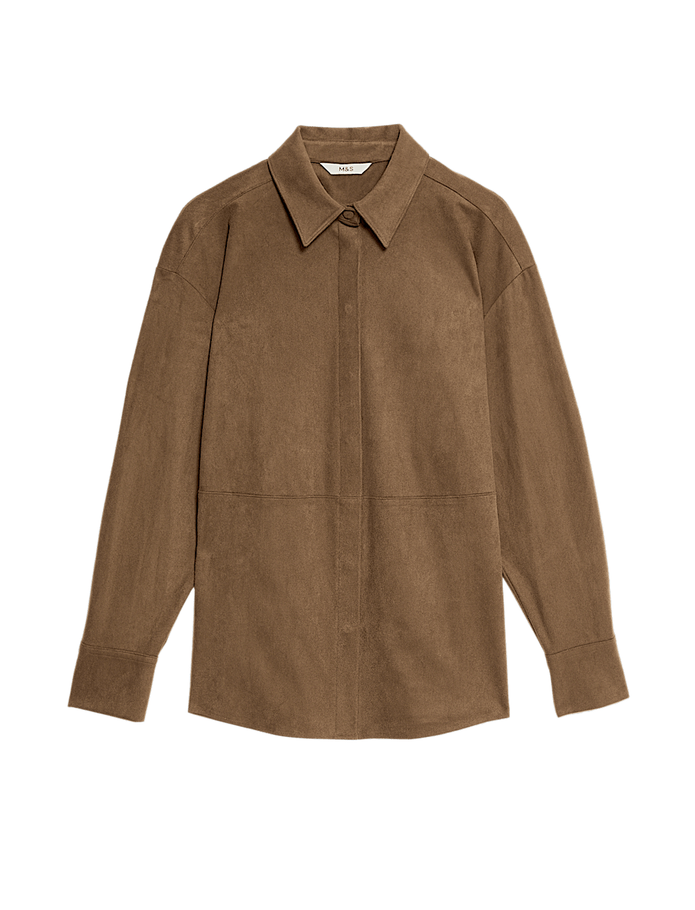 Suede Collared Button Through Shirt