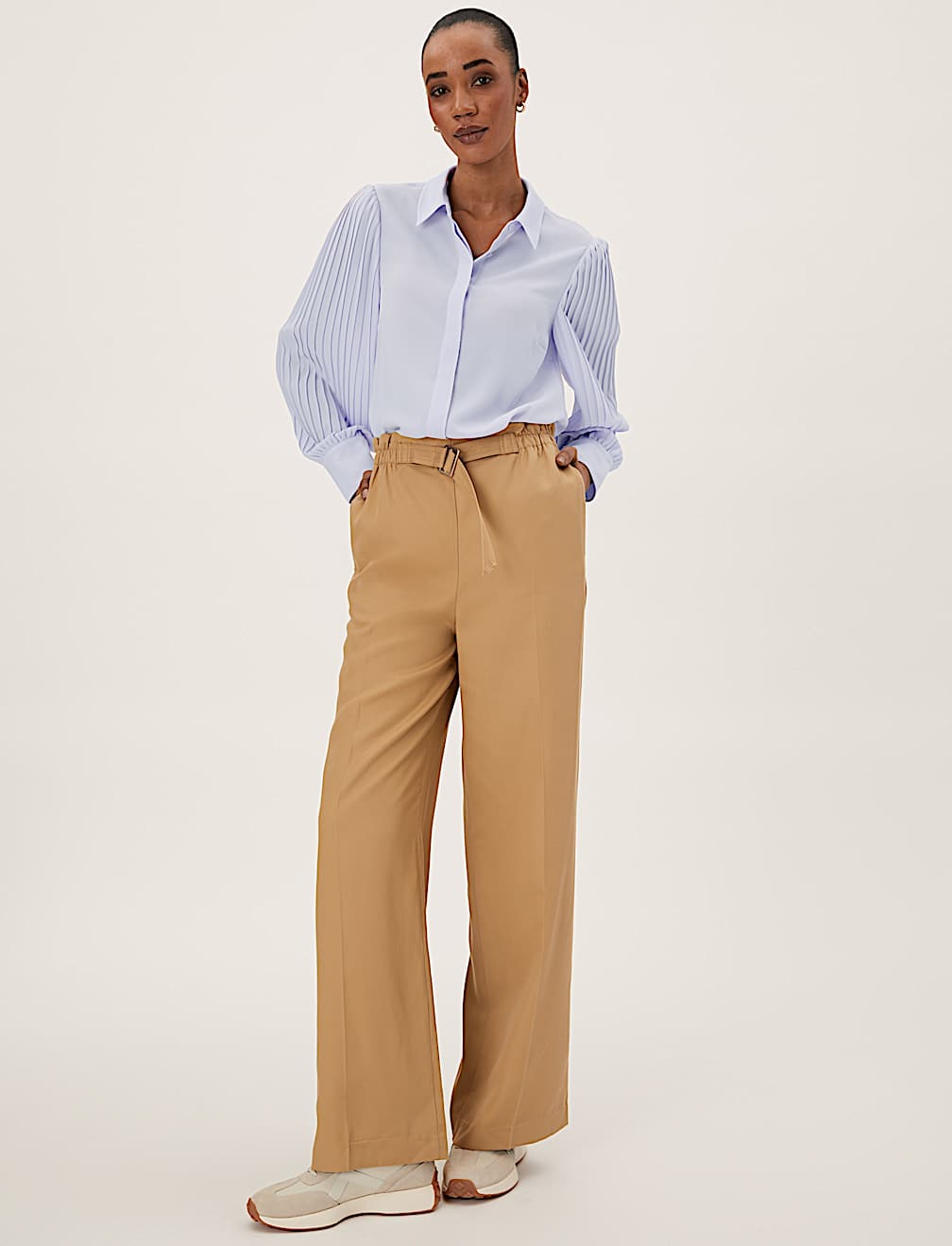 Collared Blouson Sleeve Blouse