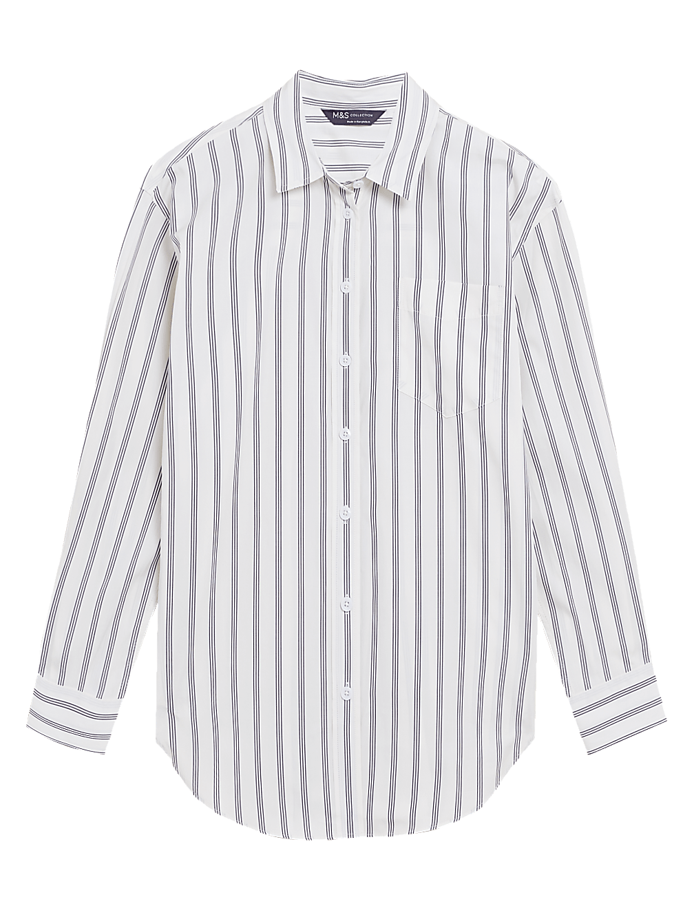 Pure Cotton Striped Oversized Girlfriend Style Shirt