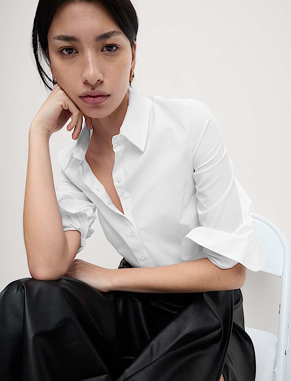 Cotton Rich Fitted Collared Shirt