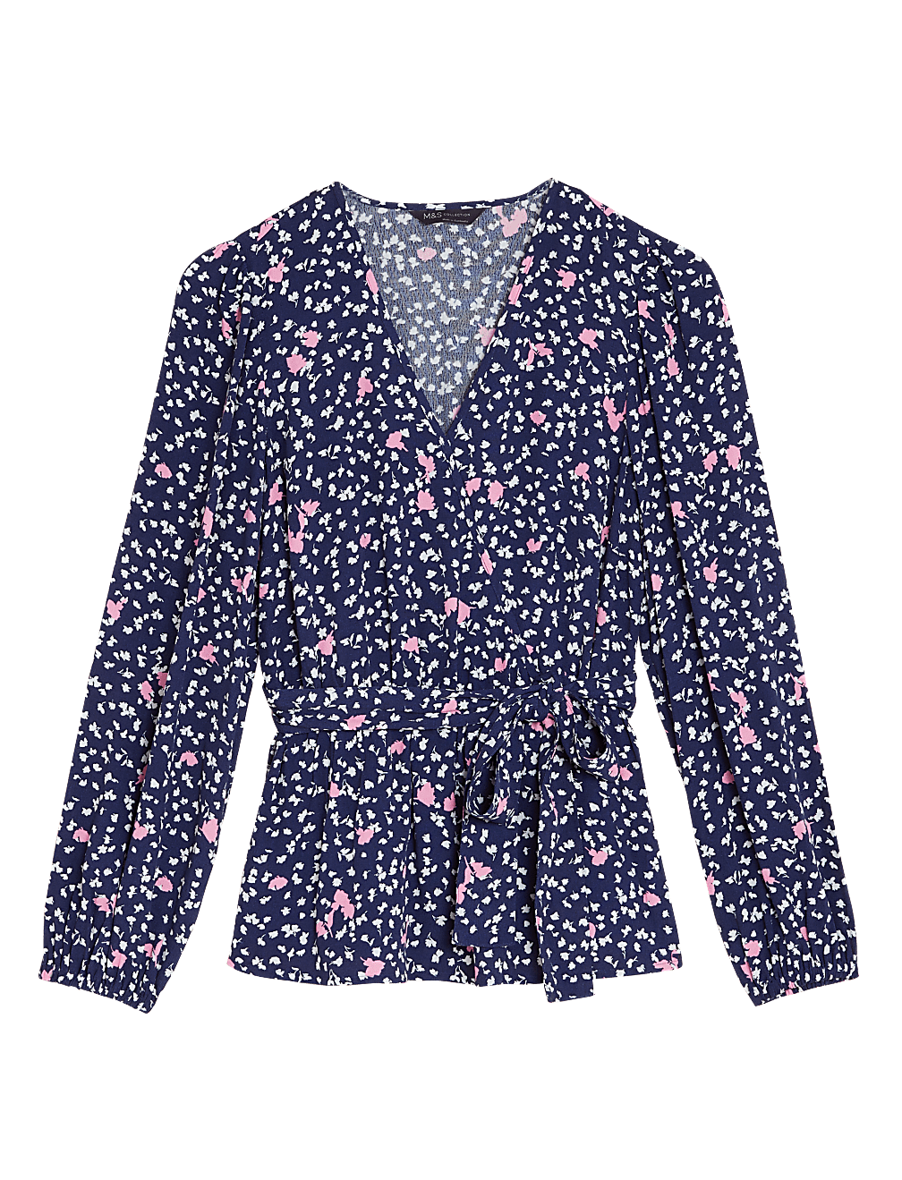 Floral V-Neck Long Sleeve Wrap Top