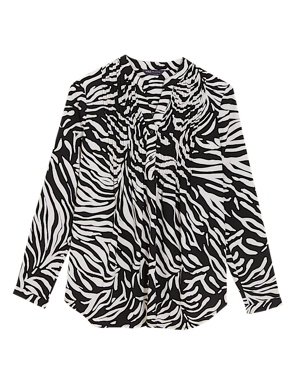 Animal Print Pintuck Popover Blouse