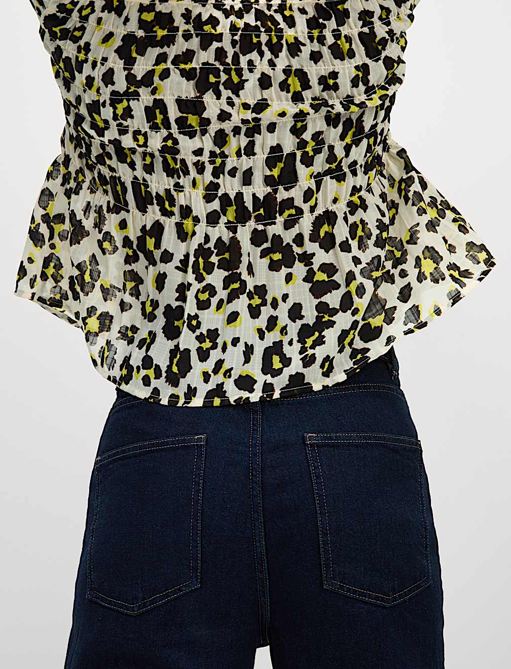 Shirred Tie Front Blouse