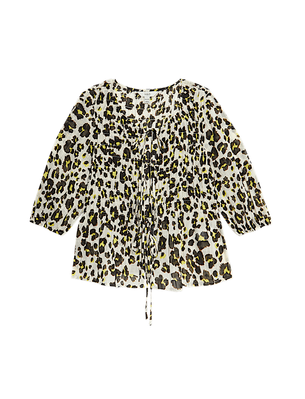 Shirred Tie Front Blouse