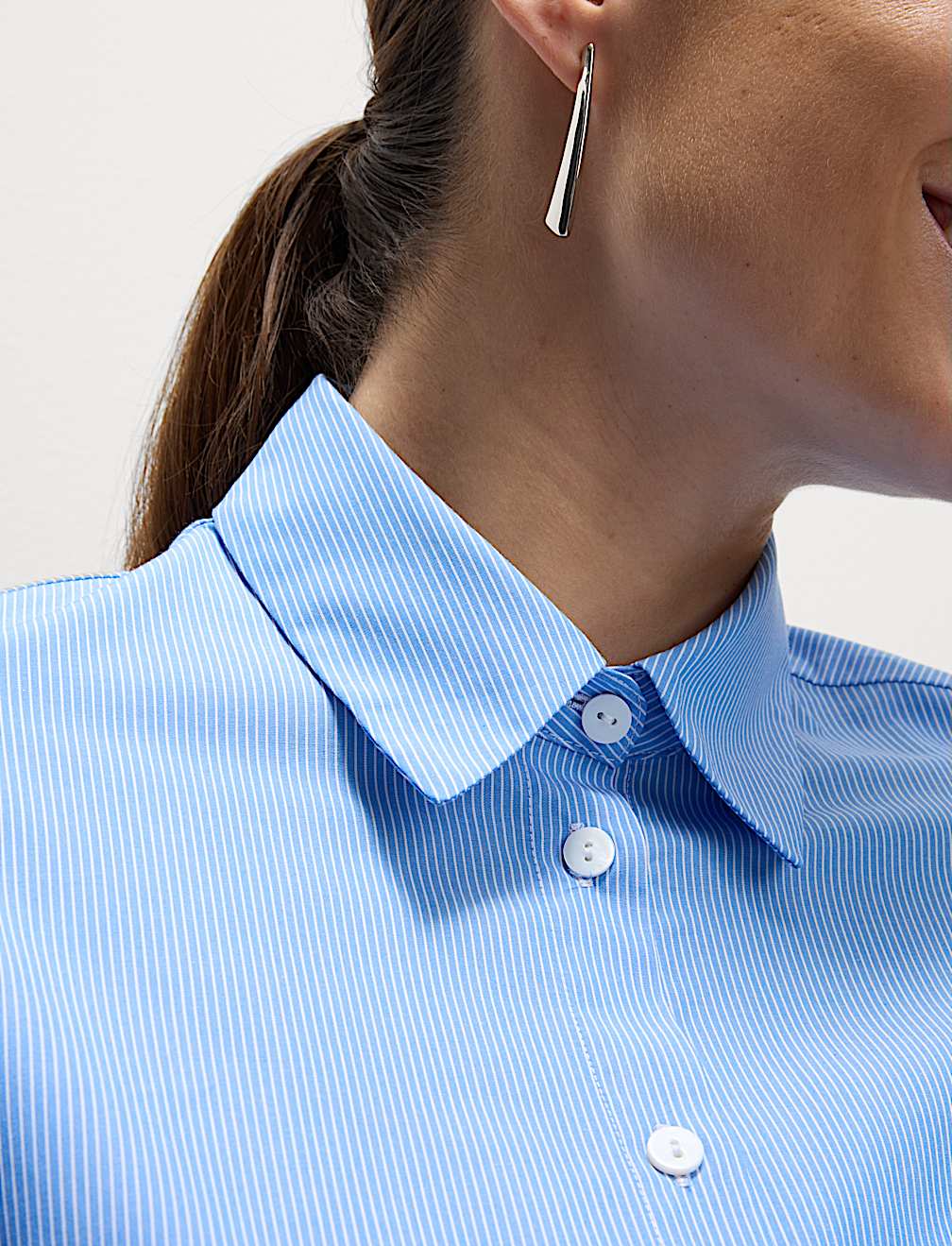 Pure Cotton Striped Lace Detail Shirt