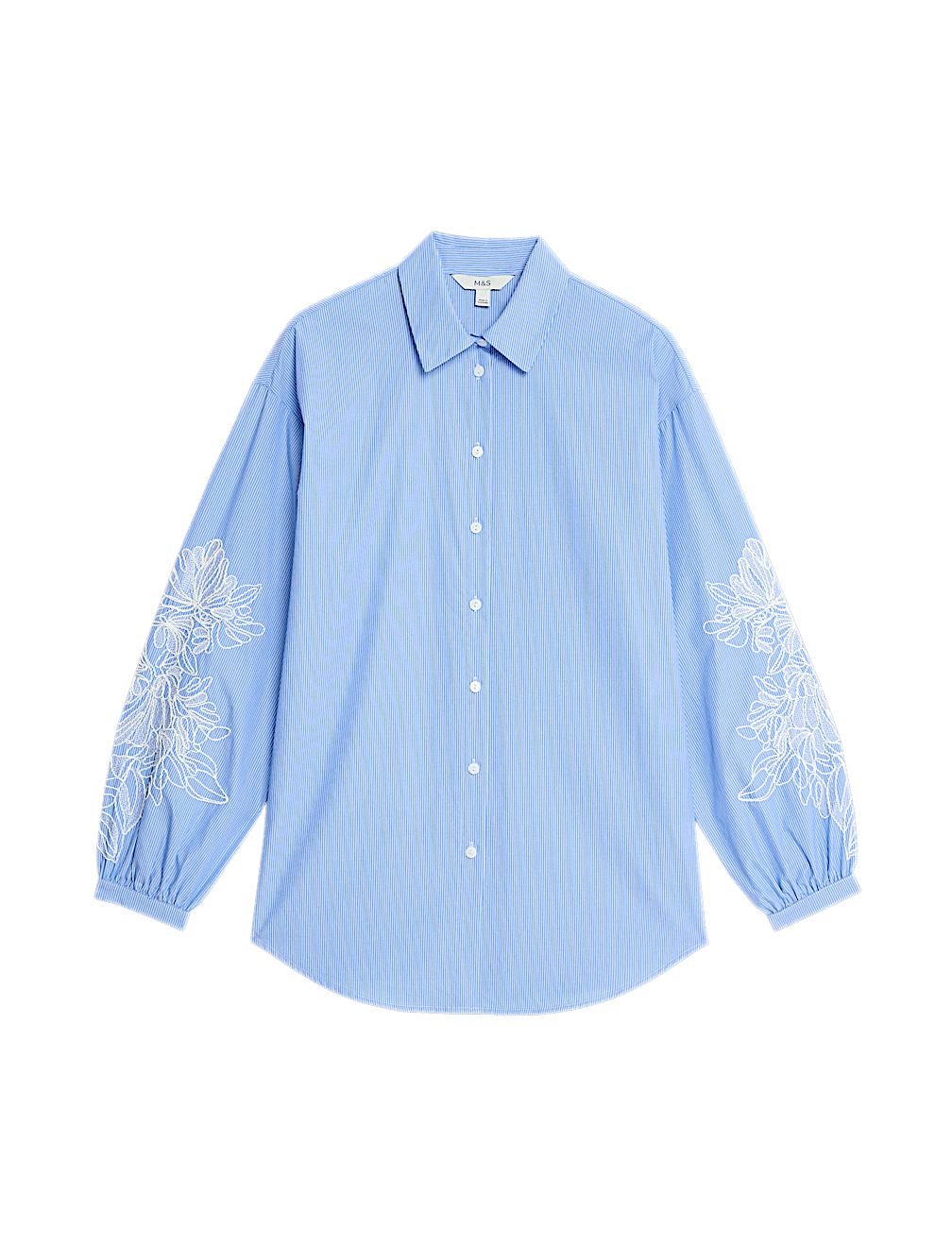 Pure Cotton Striped Lace Detail Shirt