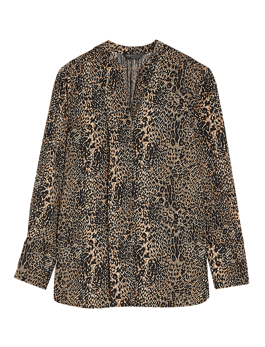 Satin Animal Print V-Neck Blouse