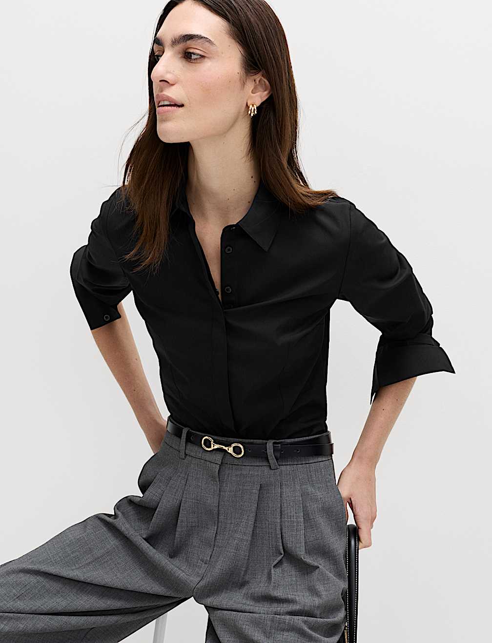 Cotton Rich Collared Fitted Shirt