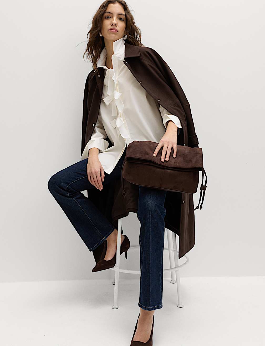 Pure Cotton Bow Detail Collared Shirt