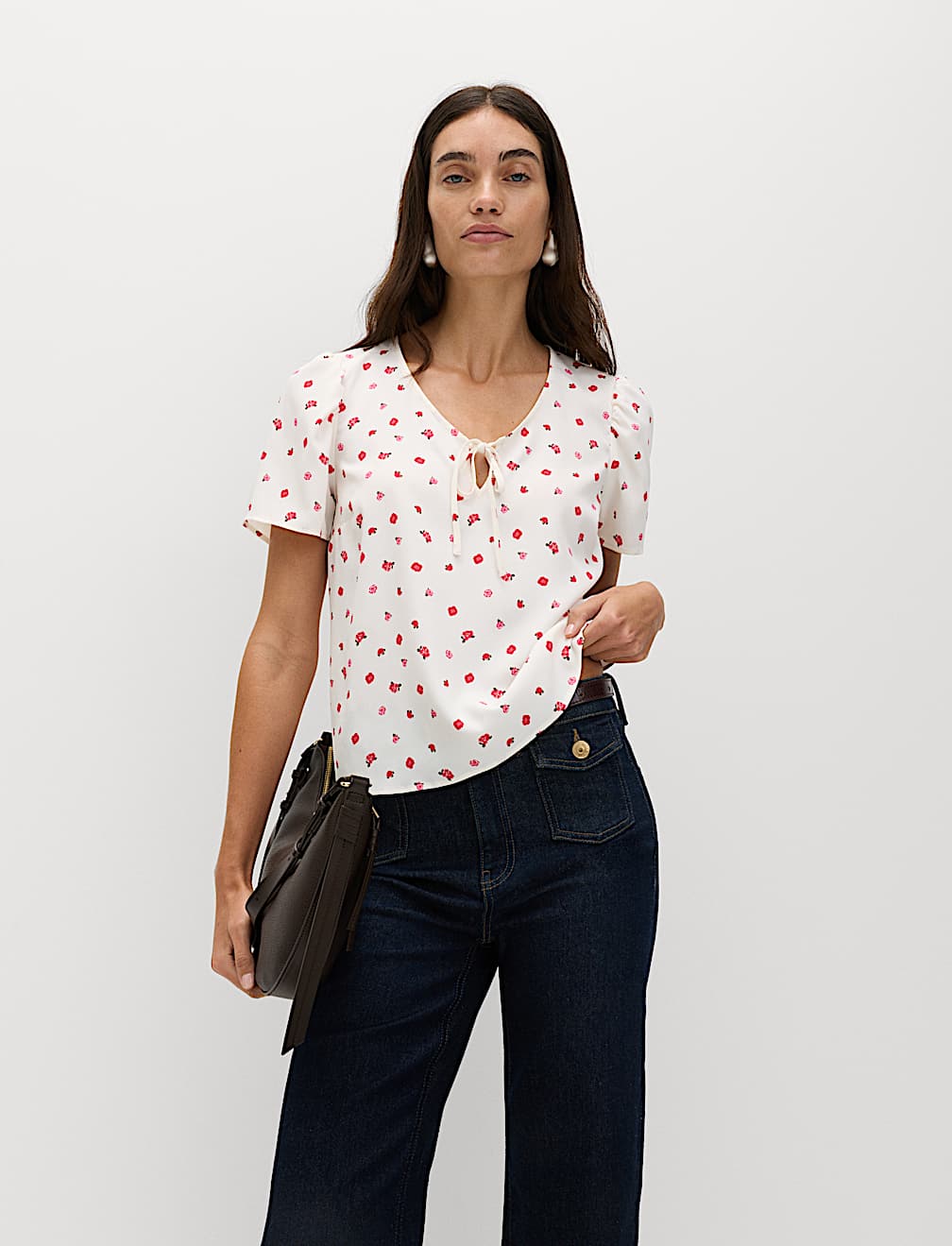 Floral Bow Detail Top