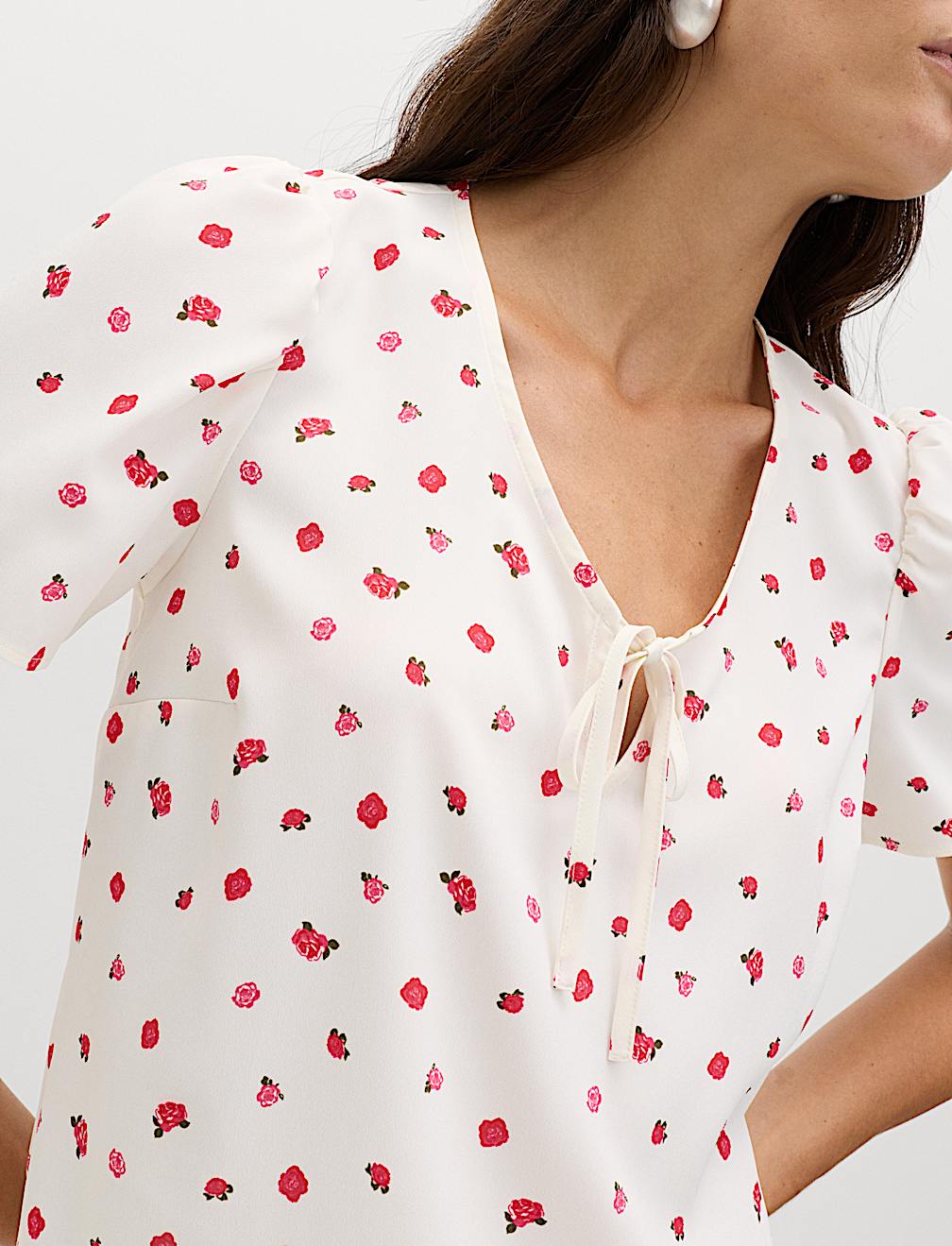 Floral Bow Detail Top