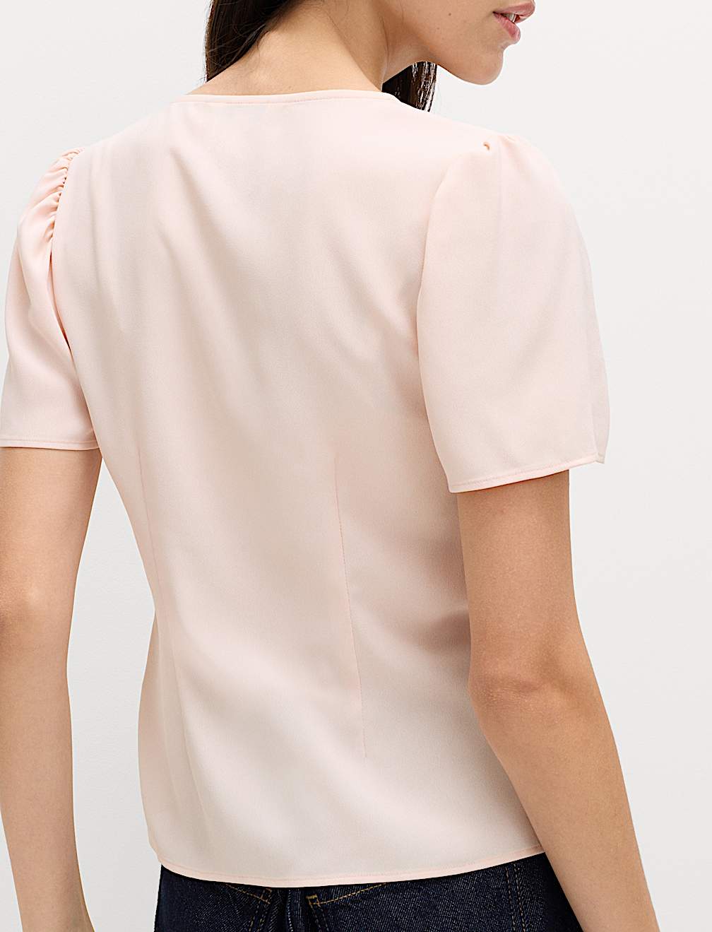 V-Neck Tie Detail Fitted Angel Sleeve Top