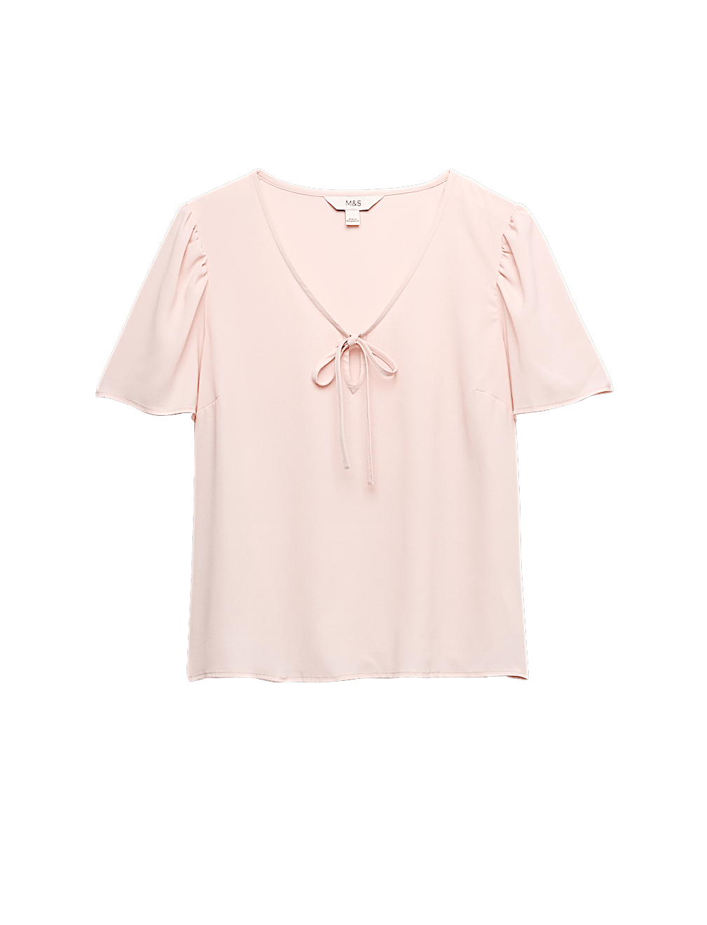 V-Neck Tie Detail Fitted Angel Sleeve Top