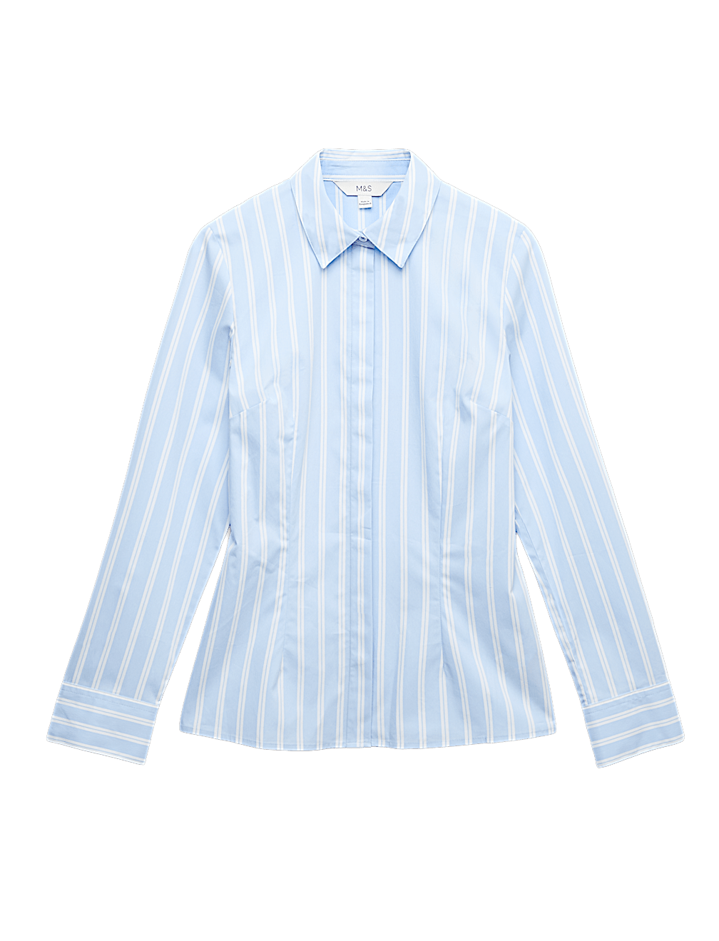 Cotton Rich Striped Collared Fitted Shirt