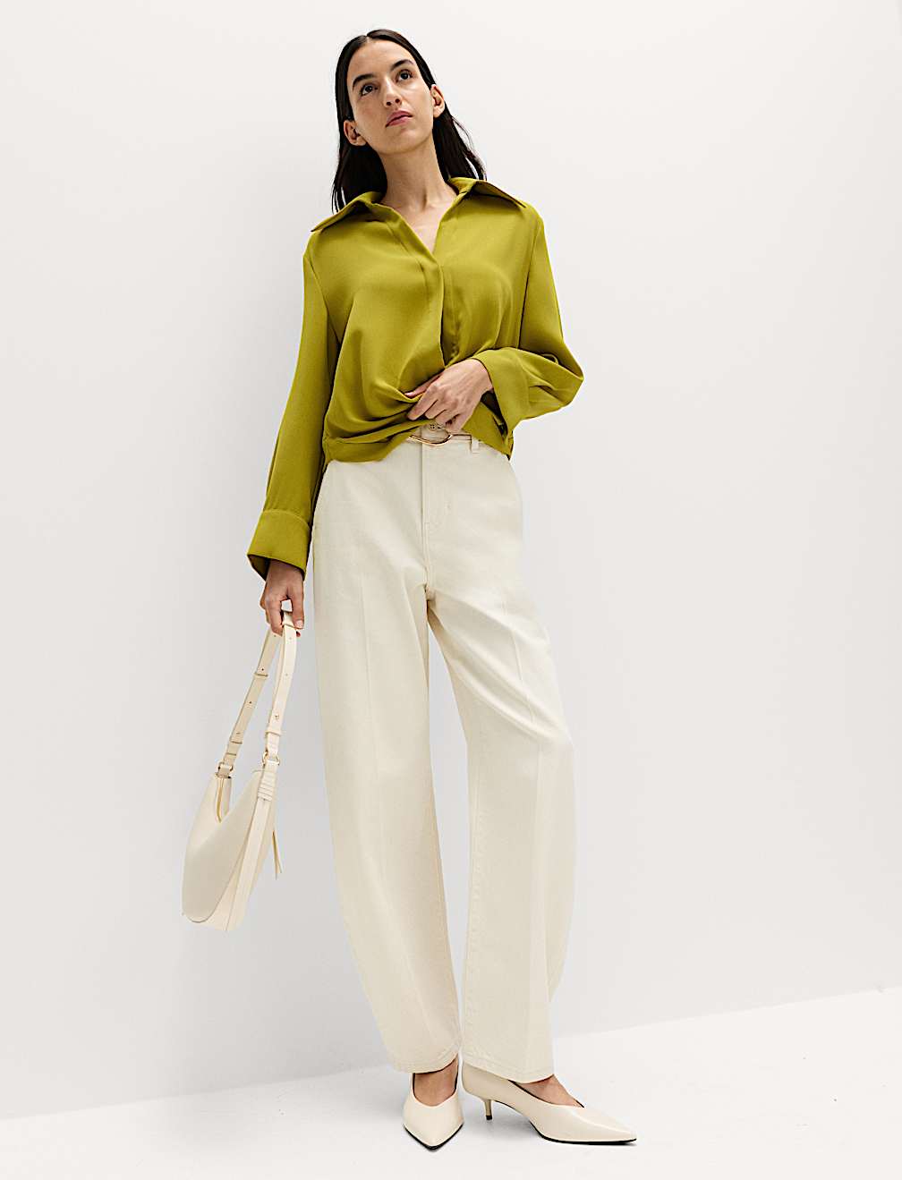 Collared Drape Wrap Shirt