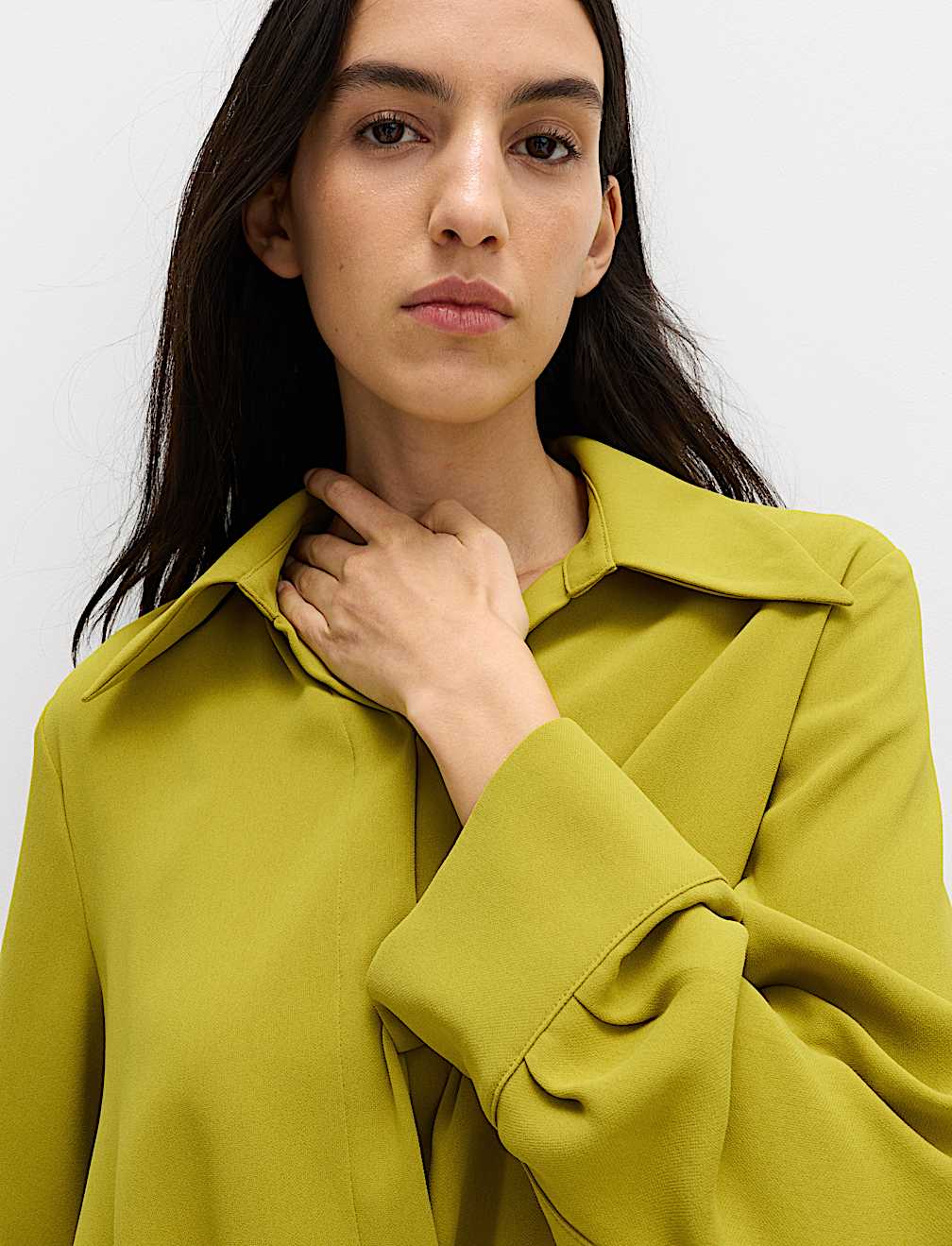 Collared Drape Wrap Shirt