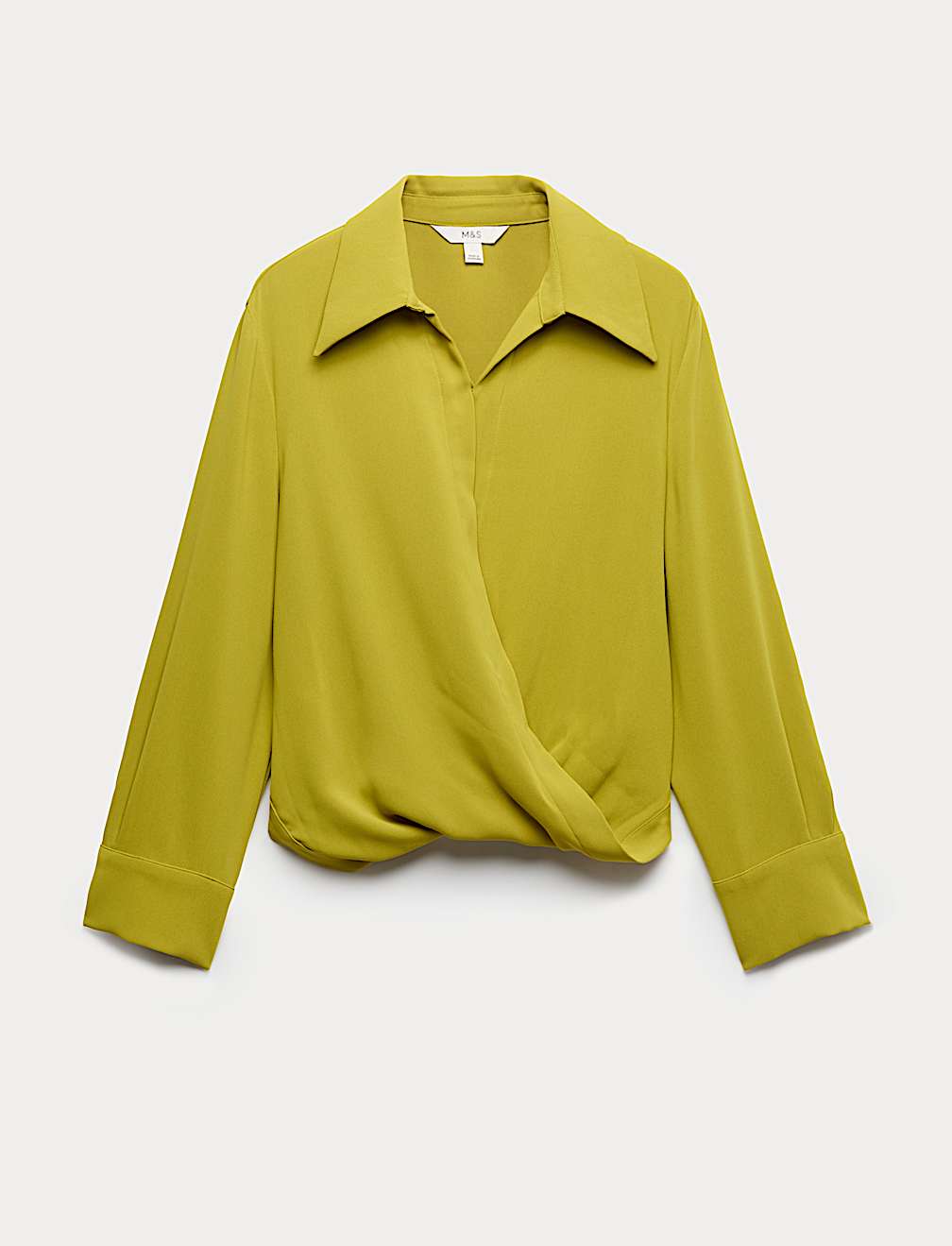 Collared Drape Wrap Shirt