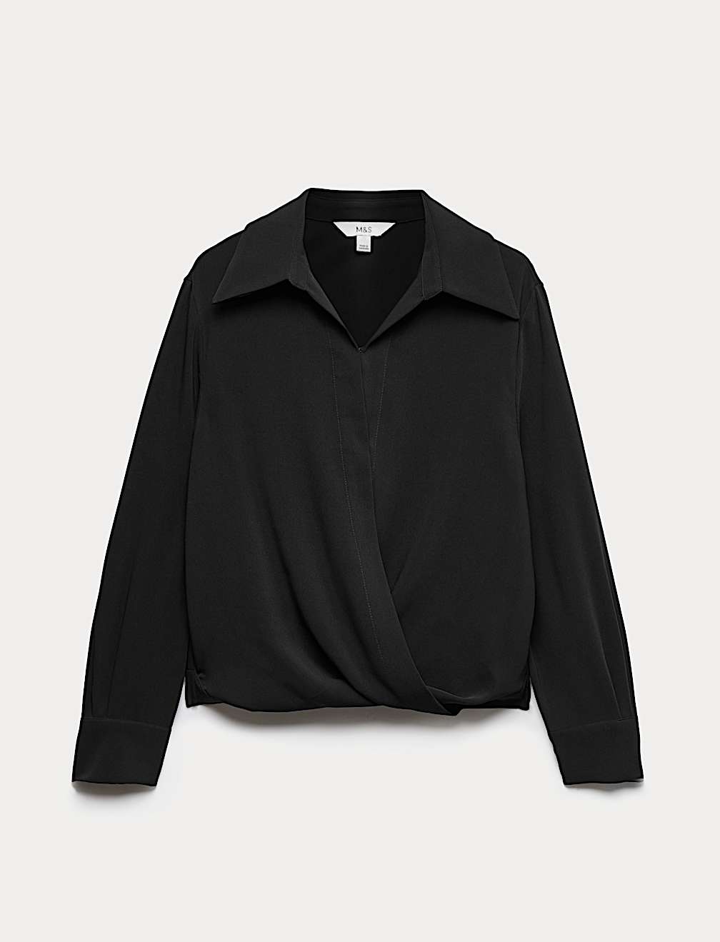 Collared Drape Wrap Shirt