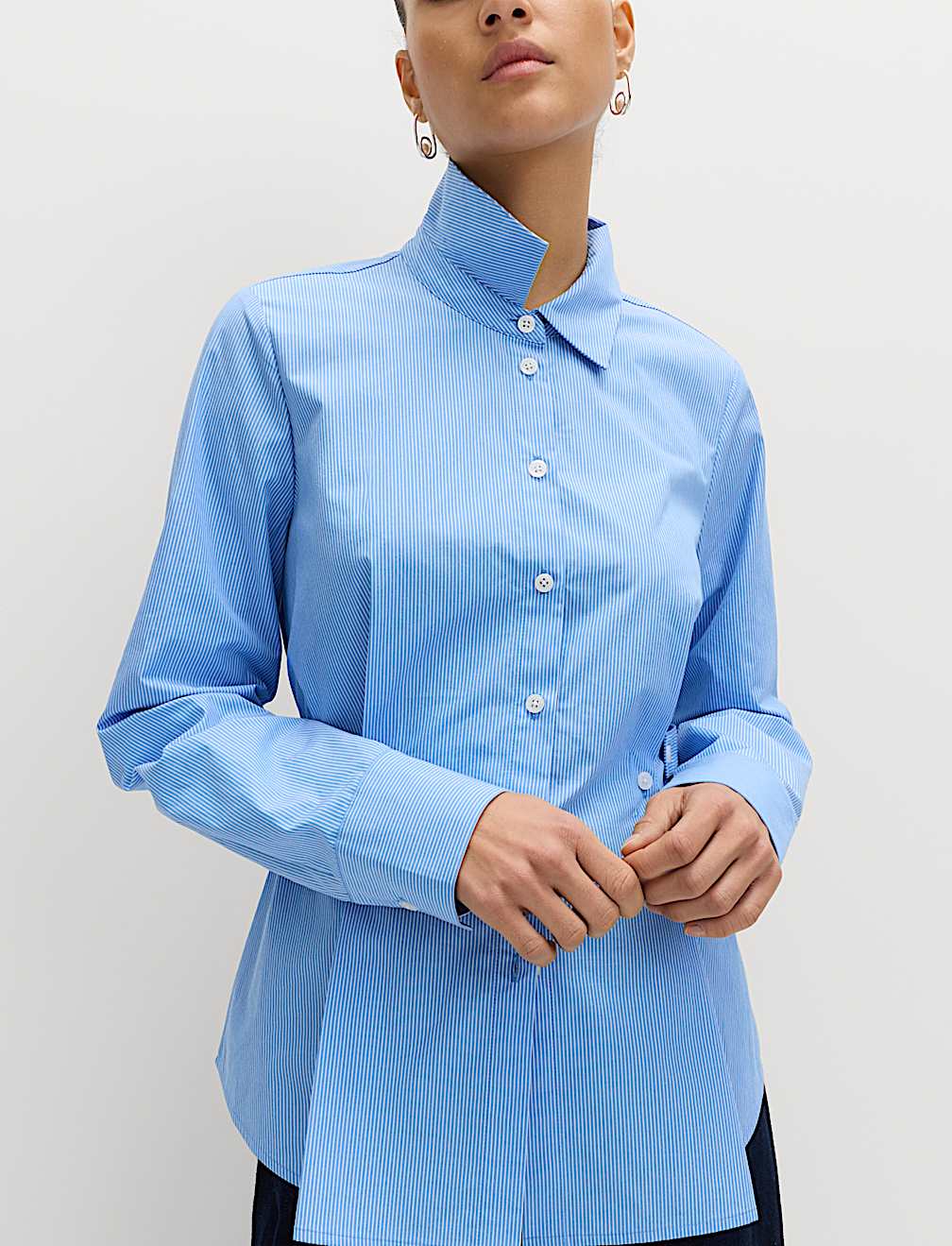 Pure Cotton Striped Button Detail Shirt