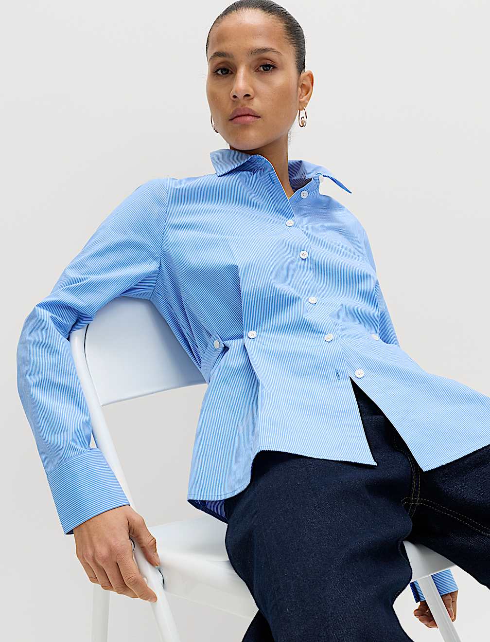 Pure Cotton Striped Button Detail Shirt