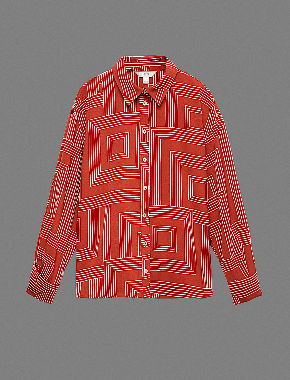 Geometric Print Collared Shirt
