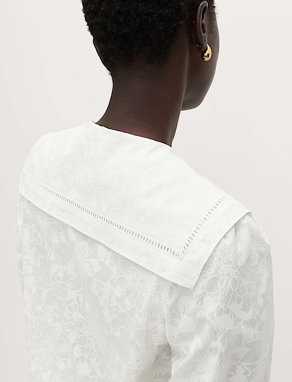 Pure Cotton Sailor Collar Button Through Shirt