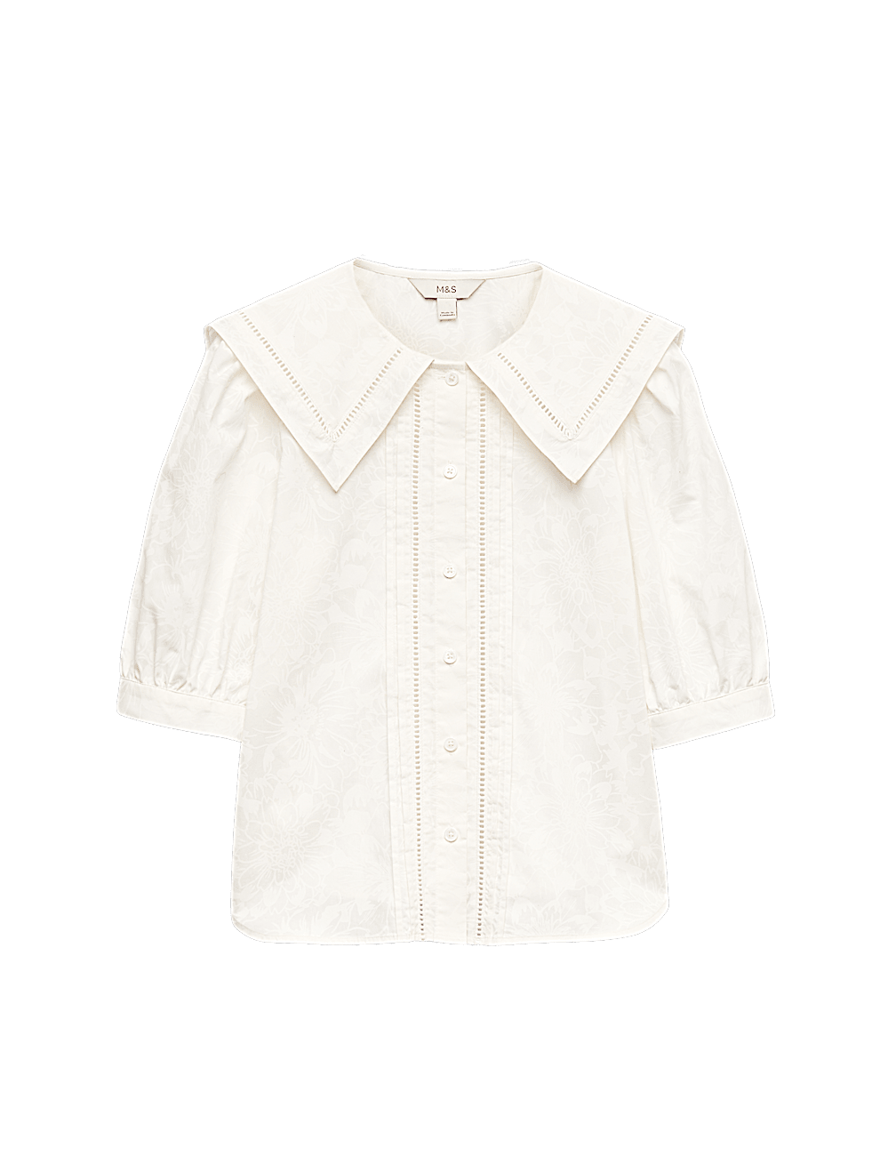 Pure Cotton Sailor Collar Button Through Shirt