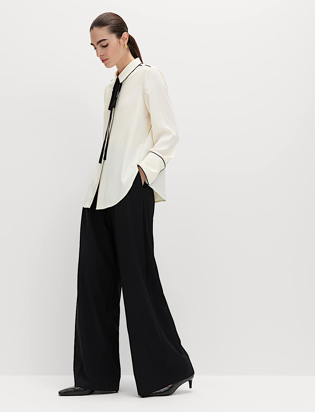 Bow Tie Piped Detail Shirt