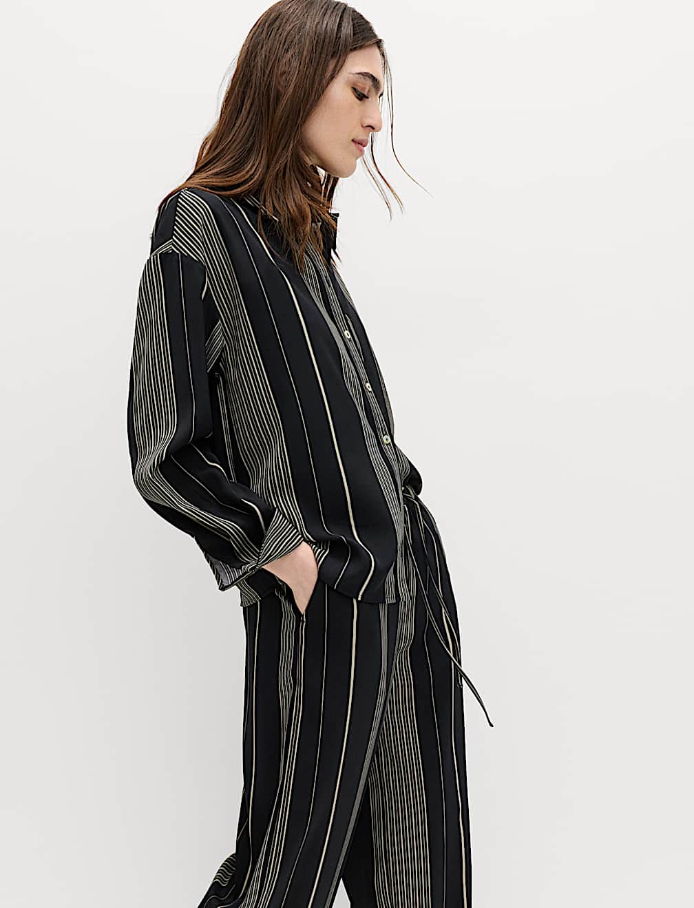 Striped Collared Button Through Shirt